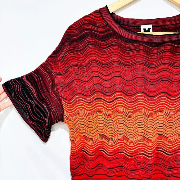 MISSONI Red t-shirt with textured waves - Picture 2 of 7